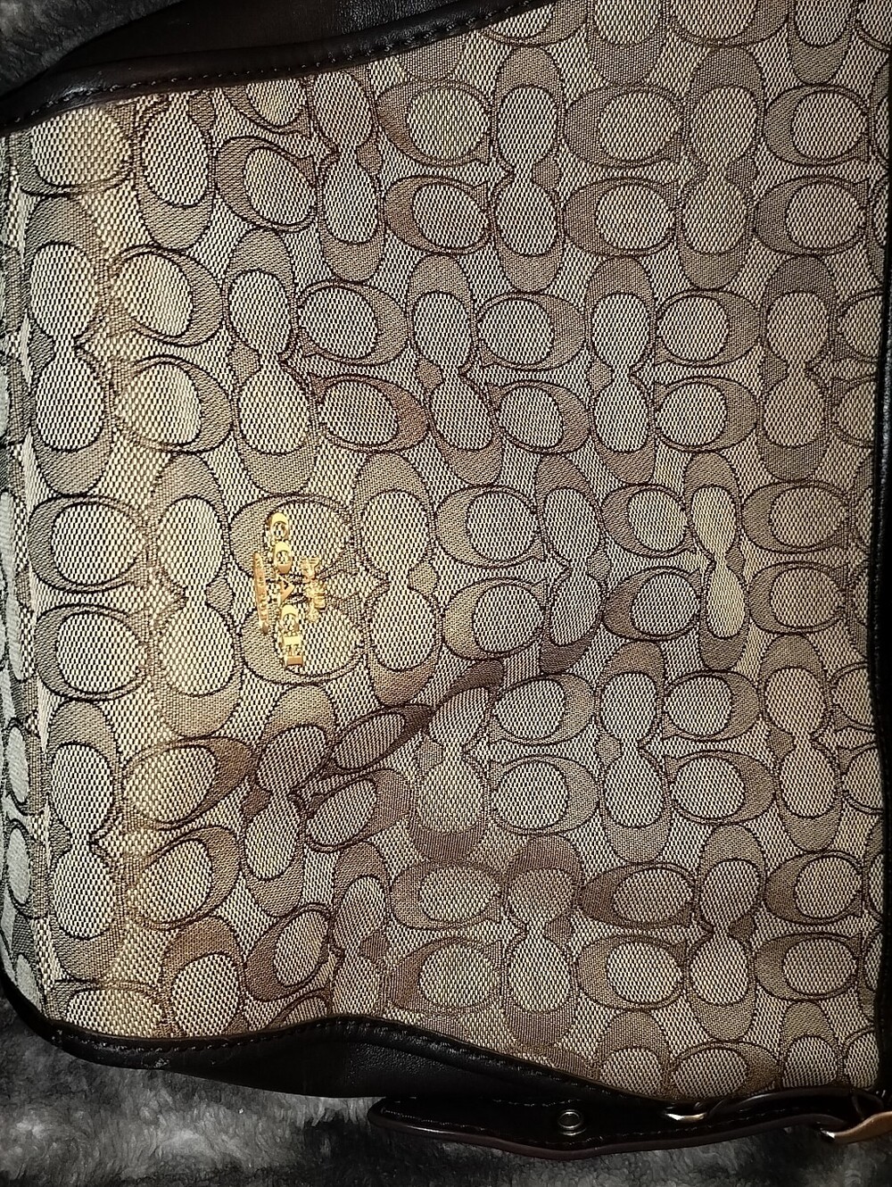 Coach Signature Canvas Tote in Tan with Brown Trim